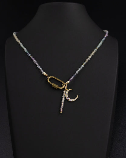 Delicate Fluorite Gemstone Carabiner Necklace