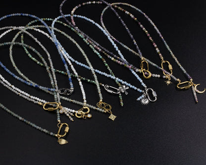 Delicate Apatite Gemstone Carabiner Necklace