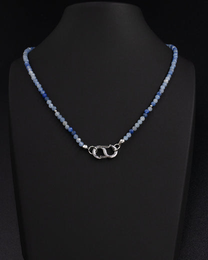 Delicate Blue Aventurine Gemstone Carabiner Necklace