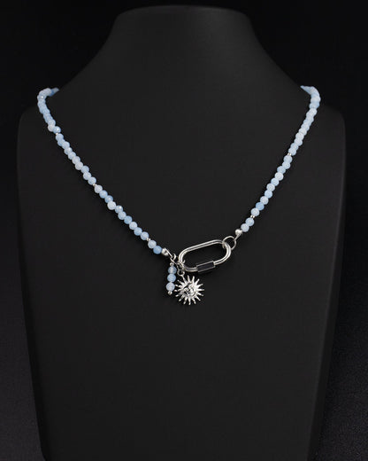 Delicate Aquamarine Gemstone Carabiner Necklace