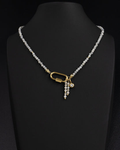 Delicate Labradorite Gemstone Carabiner Necklace