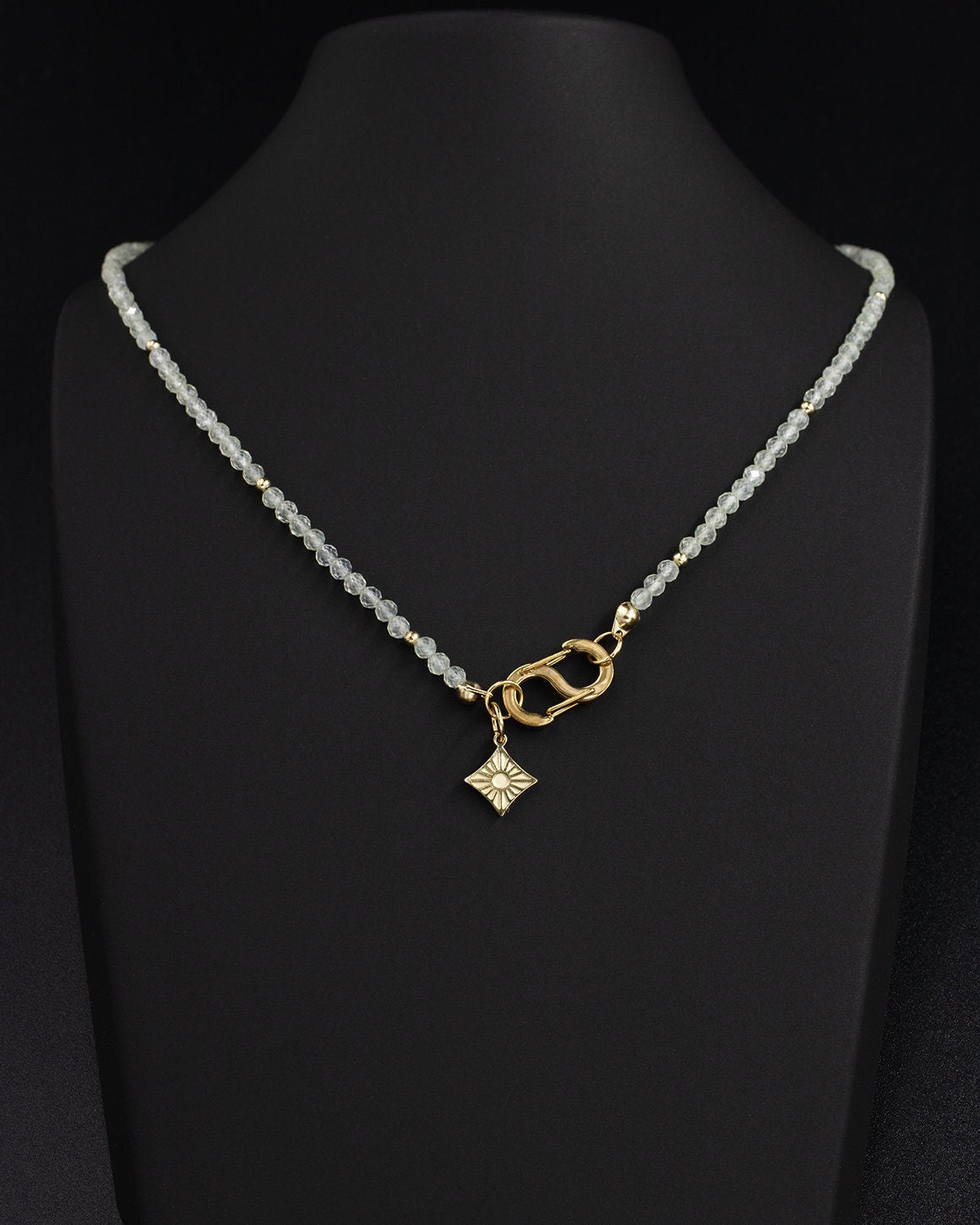 Delicate Prehnite Gemstone Carabiner Necklace