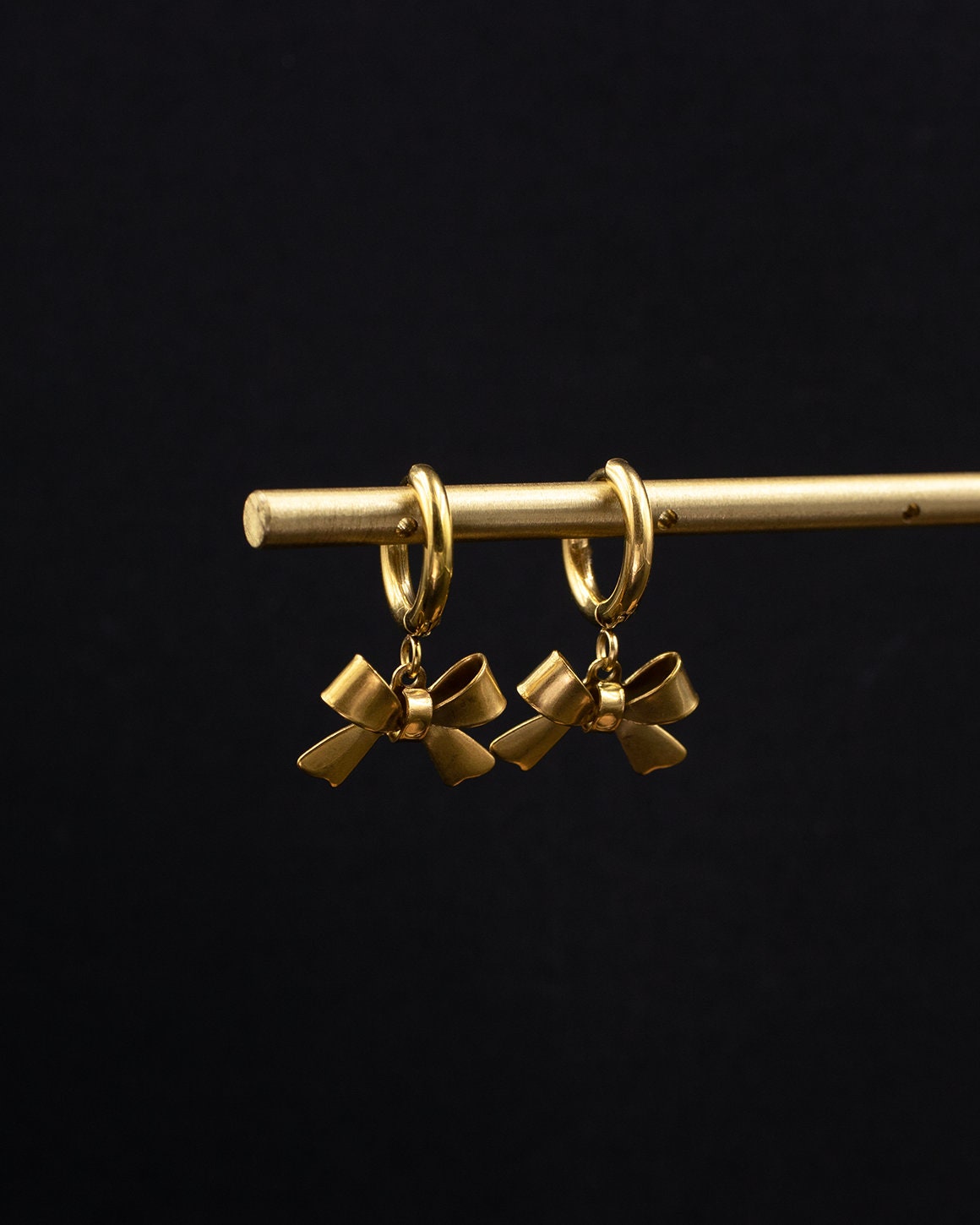 Gold Bowknot Earrings Hoops