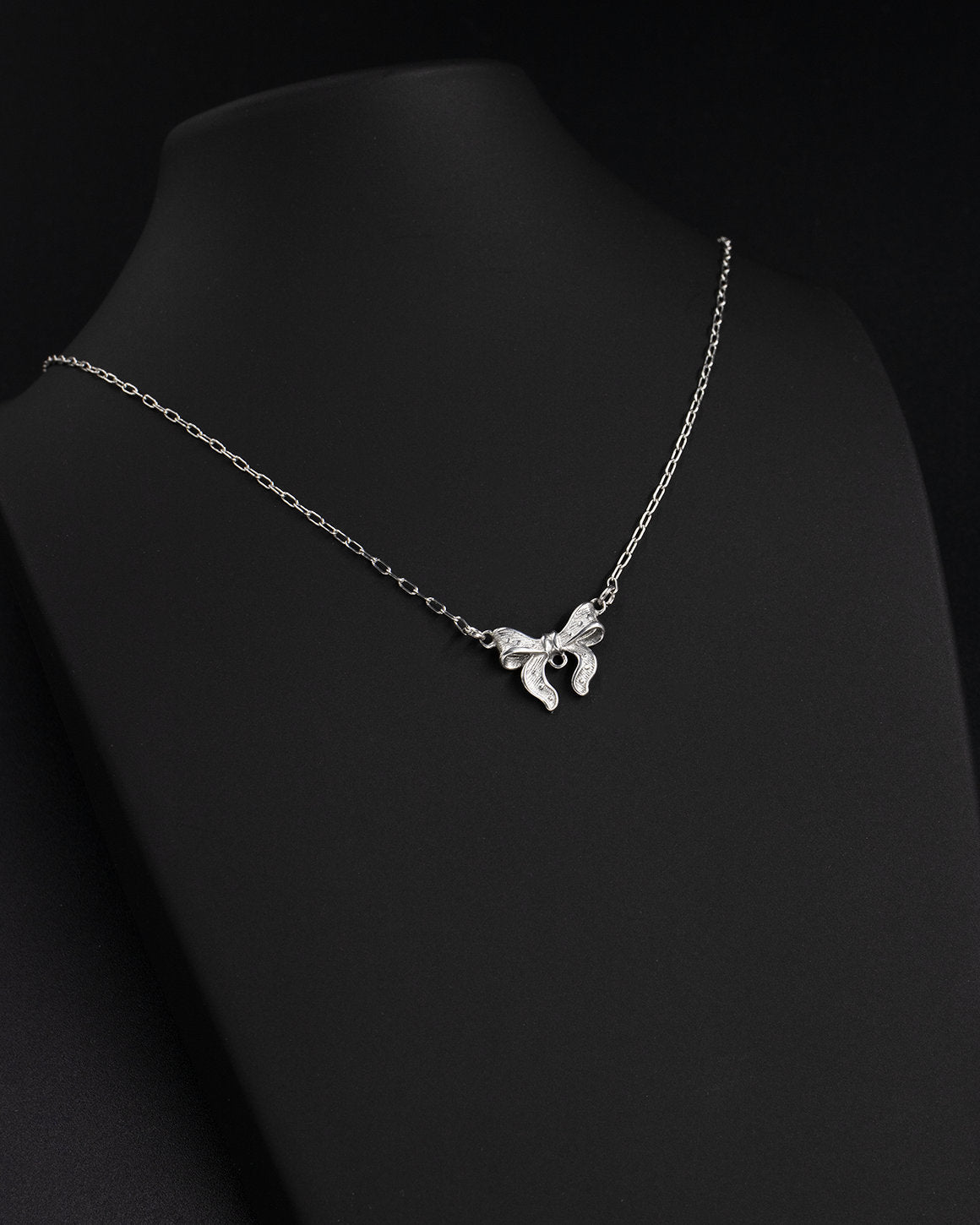 Delicate Silver Bow Layering Necklace