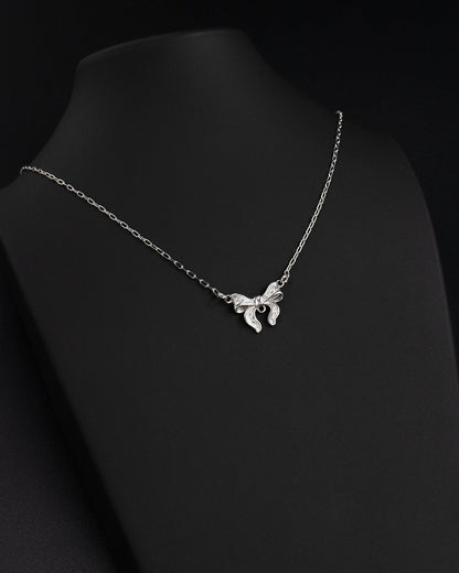 Delicate Silver Bow Layering Necklace