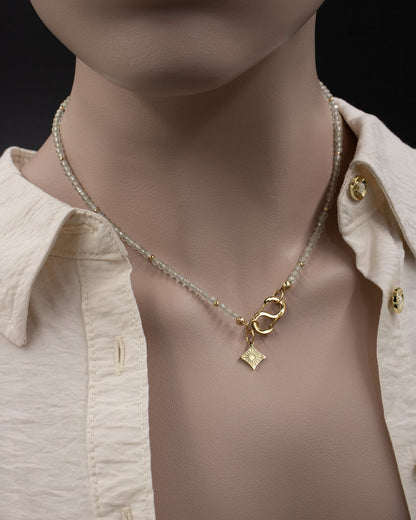 Delicate Prehnite Gemstone Carabiner Necklace