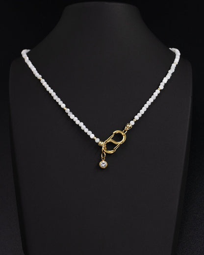 Delicate Moonstone Gemstone Carabiner Necklace