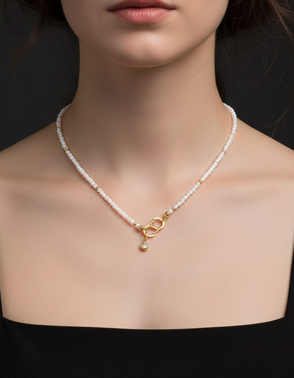 Delicate Moonstone Gemstone Carabiner Necklace