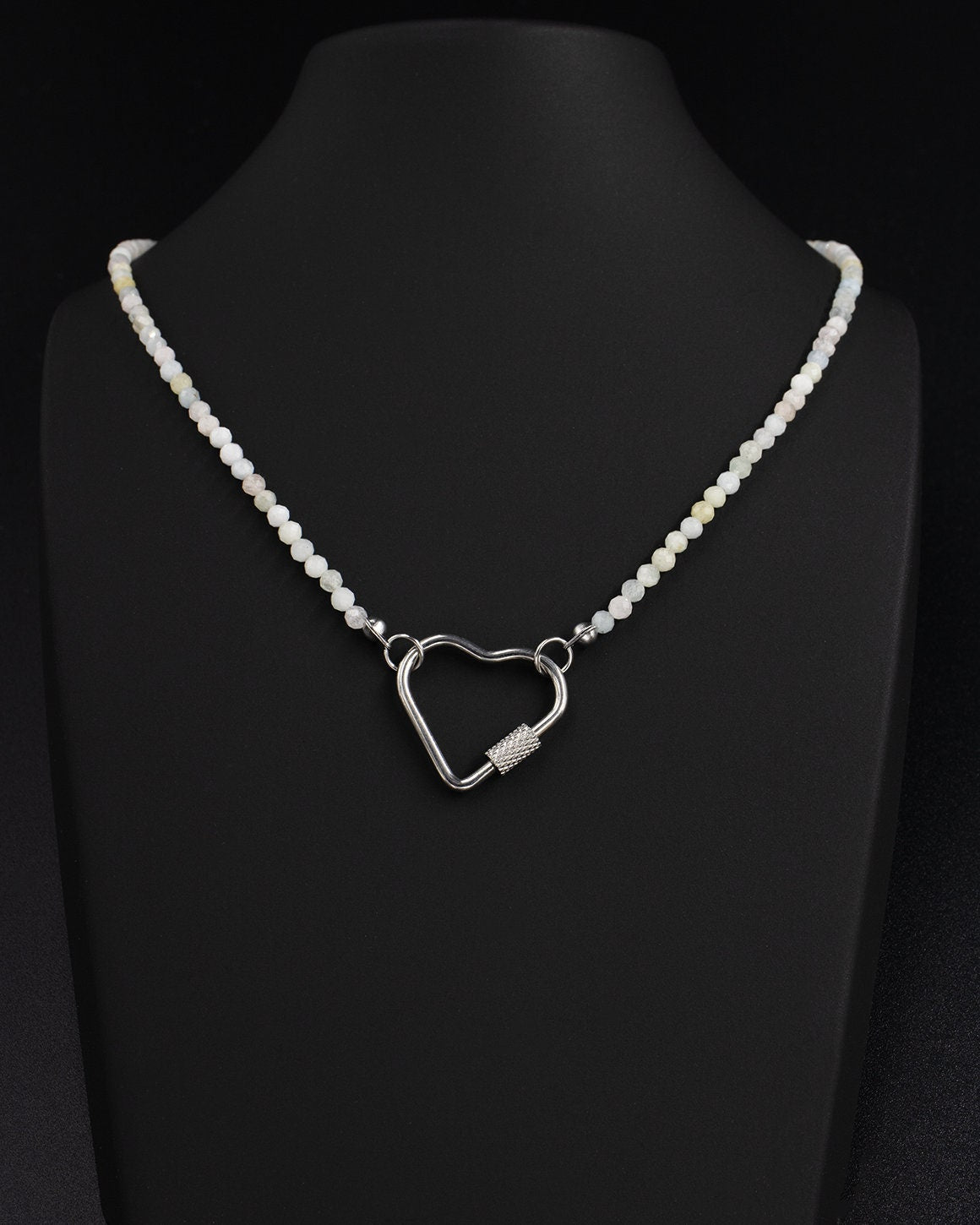 Delicate Morganite Gemstone Carabiner Necklace