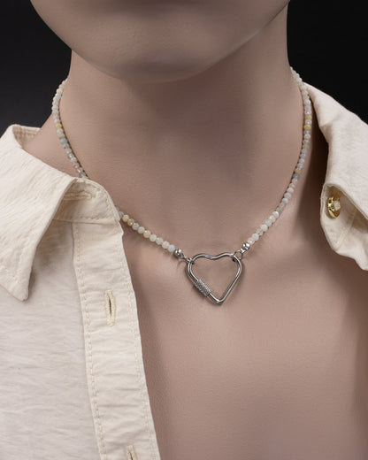 Delicate Morganite Gemstone Carabiner Necklace