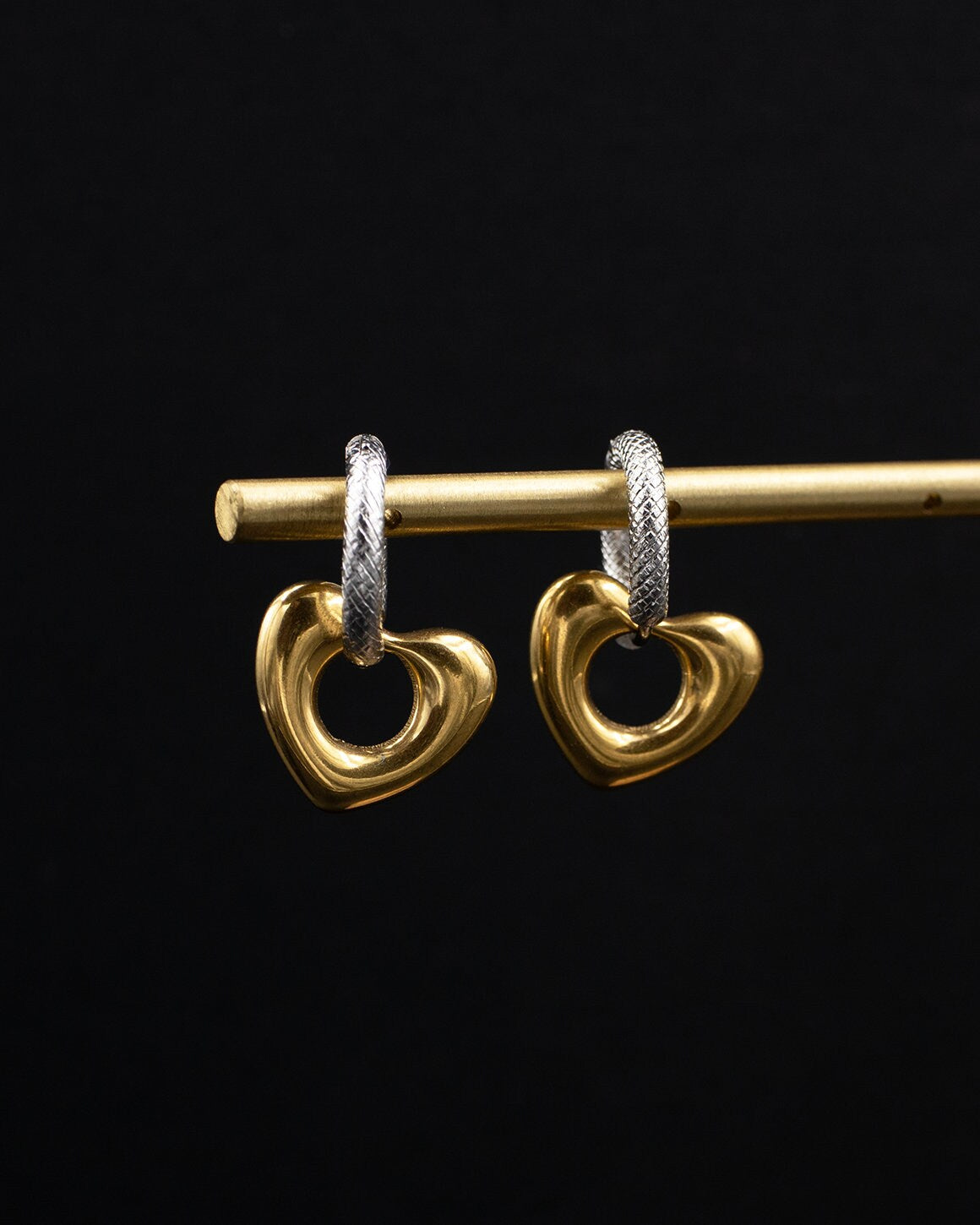 Mixed Metal Small Heart Hoop Earrings