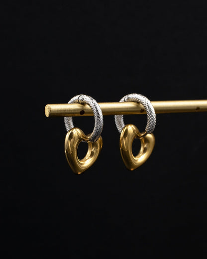 Mixed Metal Small Heart Hoop Earrings