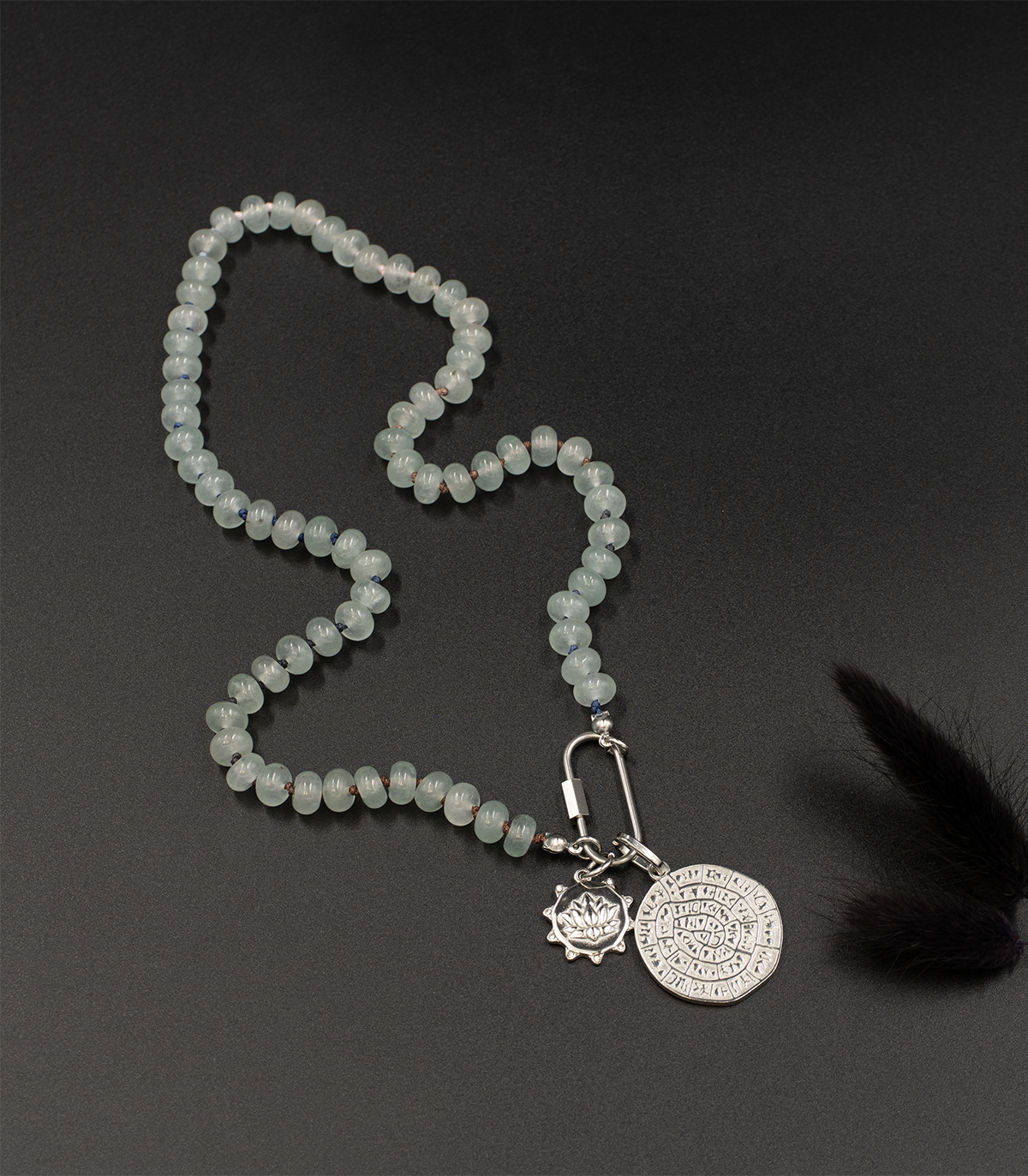 Foggy Blue Hand Knotted Jade Necklace