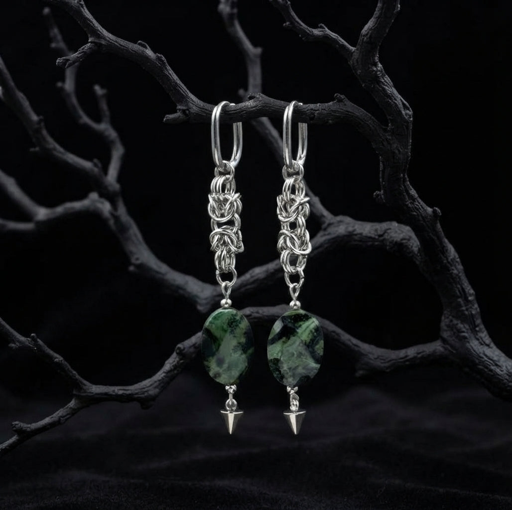 Kambaba Jasper Chainmaille Earrings