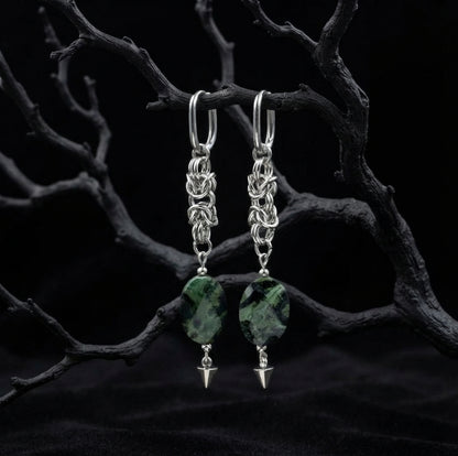 Kambaba Jasper Chainmaille Earrings