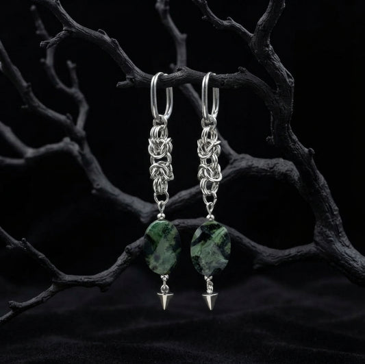Kambaba Jasper Chainmaille Earrings
