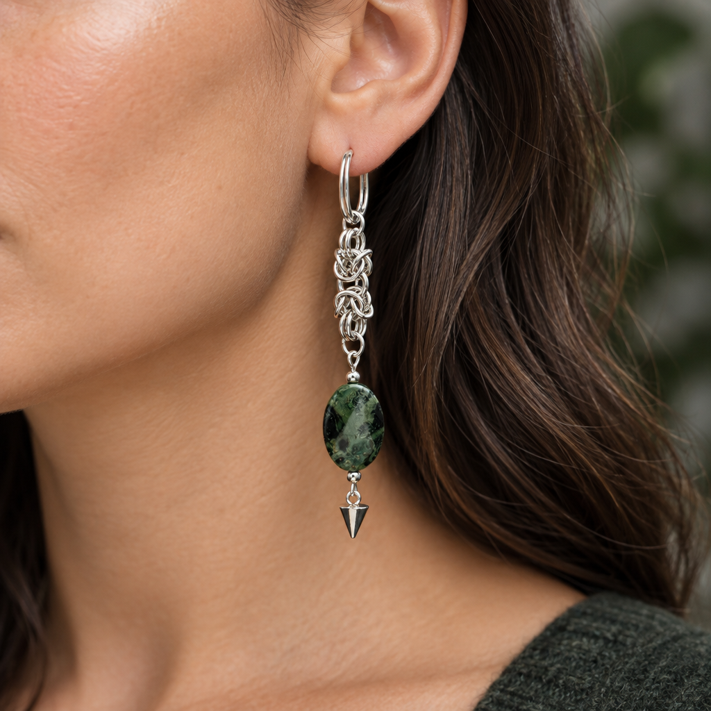 Kambaba Jasper Chainmaille Earrings