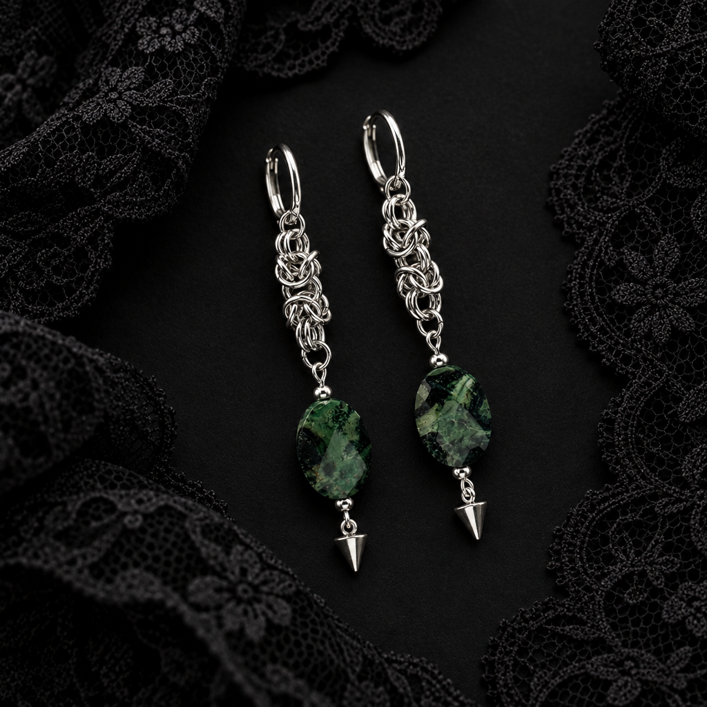 Kambaba Jasper Chainmaille Earrings