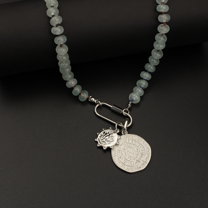 Foggy Blue Hand Knotted Jade Necklace
