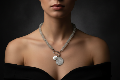 Foggy Blue Hand Knotted Jade Necklace
