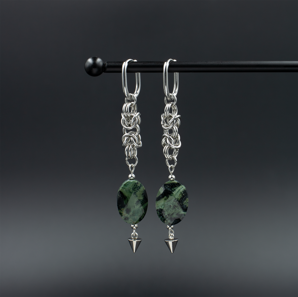 Kambaba Jasper Chainmaille Earrings