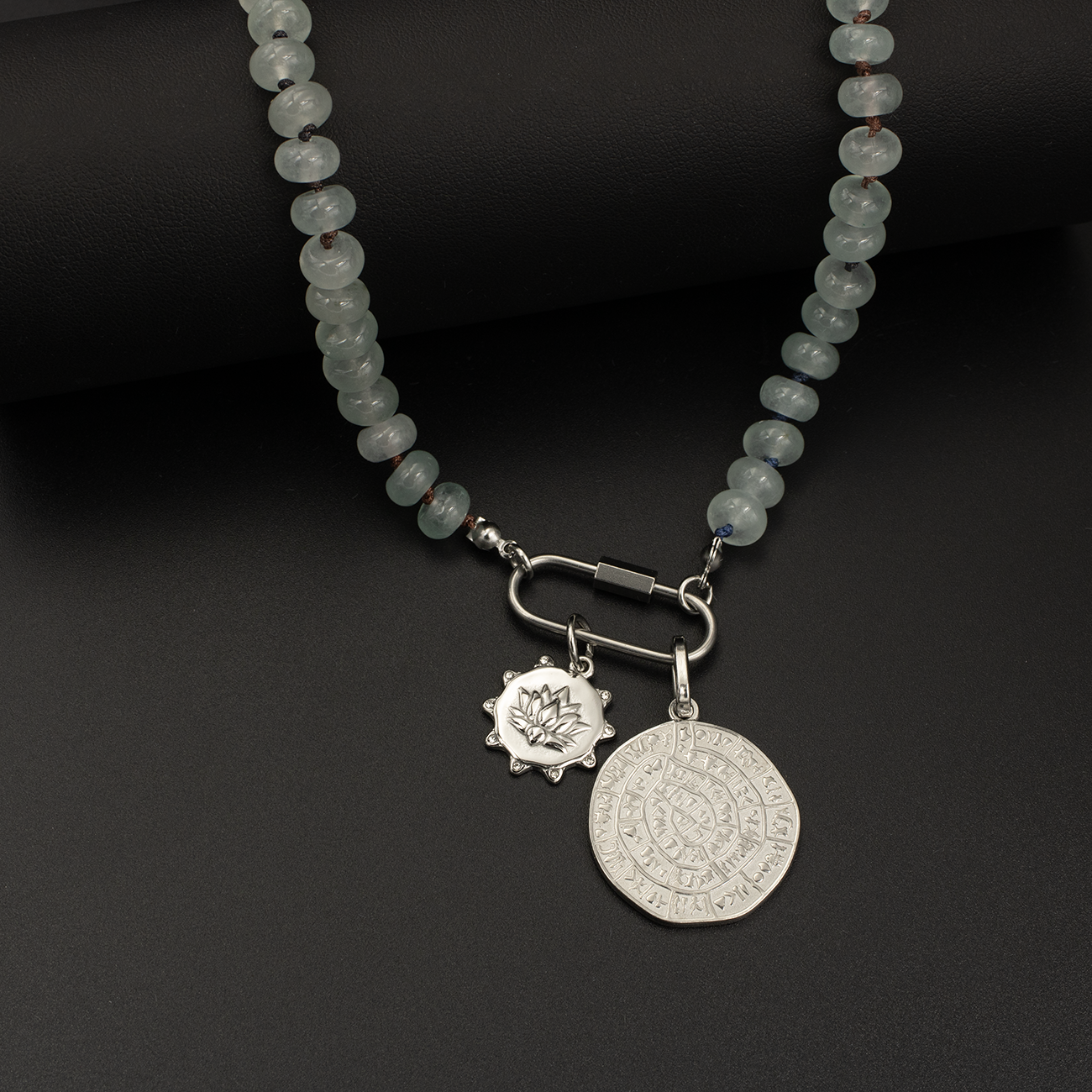 Foggy Blue Hand Knotted Jade Necklace