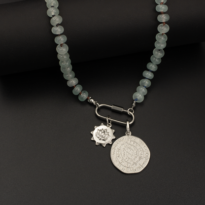 Foggy Blue Hand Knotted Jade Necklace