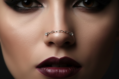 Silver Double Piercings Nose Chain