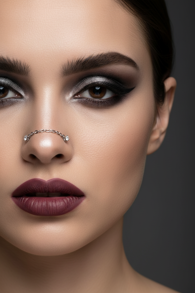 Simple Double Nose Piercings Chain