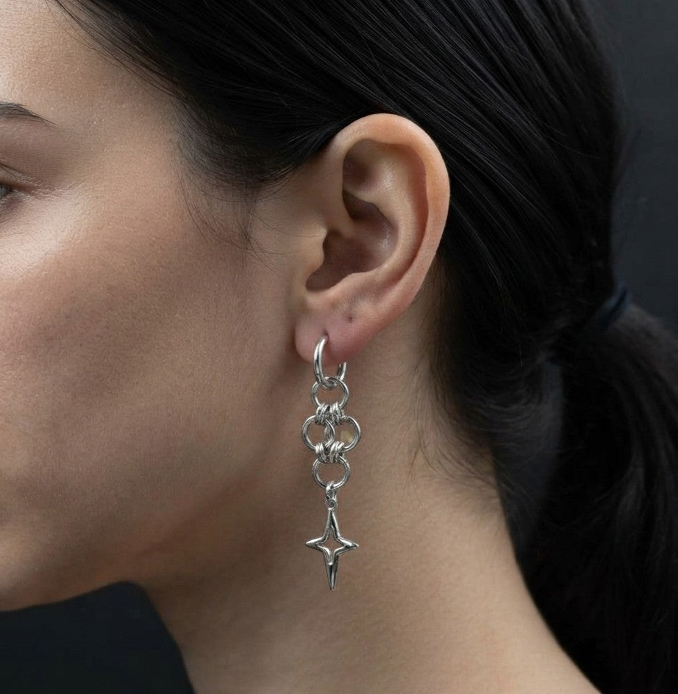 Chainmaille Star Drop Earrings