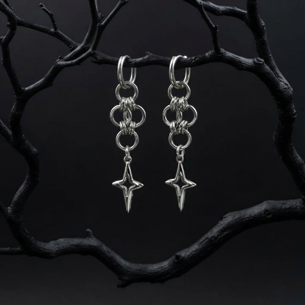 Chainmaille Star Drop Earrings