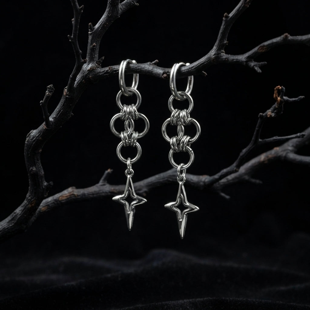 Chainmaille Star Drop Earrings